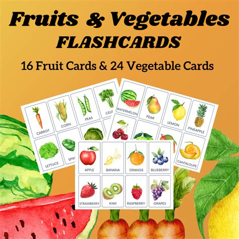 Fruits And Vegetables Flashcards Montessori Preschool Prek