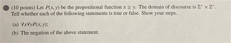 Solved Points Let P X Y Be The Propositional Function Chegg