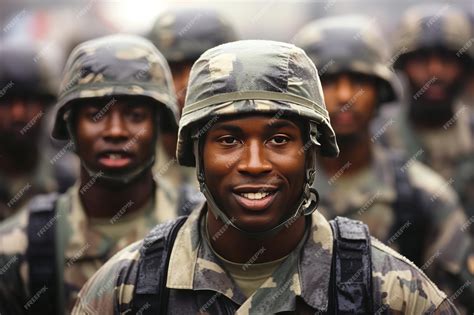 Premium Photo | Squad of modern african american soldiers in helmets ...