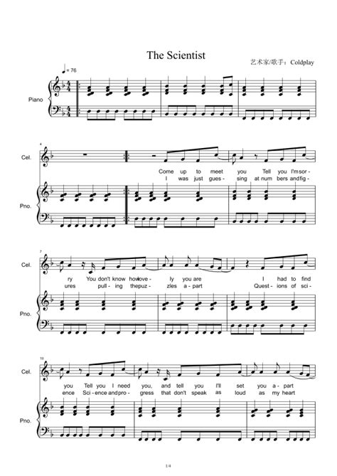 The Scientist Arr Coldplay By Coldplay Sheet Music For Piano Vocal