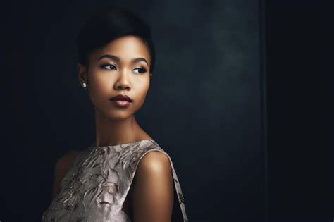 Premium Ai Image Shot Of A Young Woman Wearing An Elegant Dress