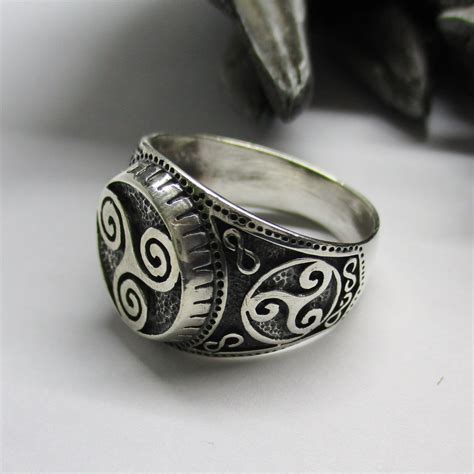 Triskele Ring Silber Herren Wikinger Keltischer Knoten Trislel