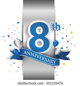 Th Anniversary Logo Silver Label Blue Stock Vector Royalty Free