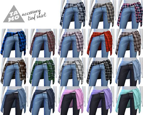 My Sims 4 Blog Accessory Tied Flannel Shirt Recolors By Lifesimmerscc