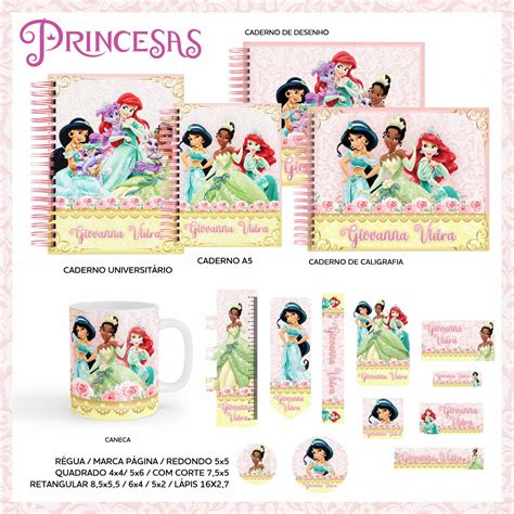 Arquivo Pdf Png Etiqueta Escolar Princesas Disney Elo