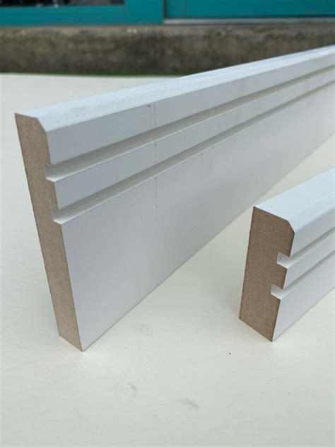 Chamfered Groove X Mm Primed Mdf Skirting Board Etsy Uk