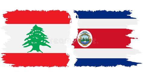 Costa Rica And Lebanon Grunge Flags Connection Vector Stock Vector