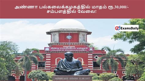 அண்ணா பல்கலைக்கழகத்தில் மாதம் ரூ30000 சம்பளத்தில் வேலை