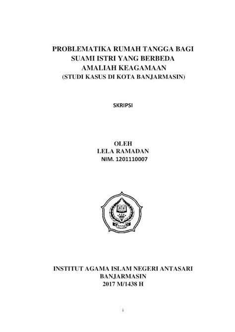 PDF PROBLEMATIKA RUMAH TANGGA BAGI SUAMI ISTRI YANG Idr Uin Antasari