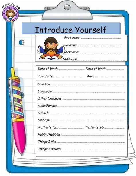 Introducing Yourself Worksheet for Kindergarten | How to introduce yourself, Kindergarten ...