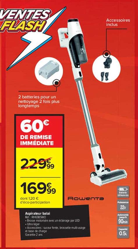 Promo Aspirateur Balai Rowenta Chez Carrefour Icatalogue Fr