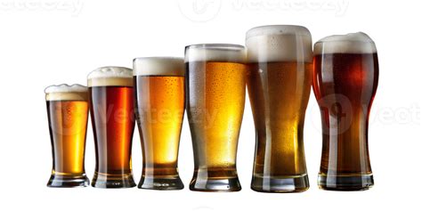 Variety Of Beer Glasses With Different Beers On Display 44207580 Png