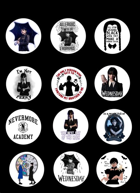 Wednesday Addams Party Cupcake Toppers Or Round Stickers Etsy Canada