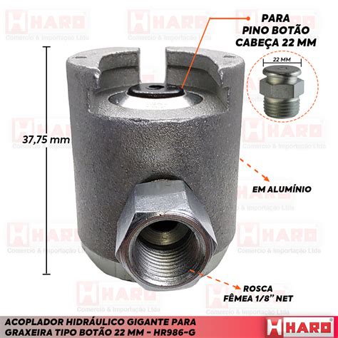 Acoplador para Graxa Gigante Tipo Botão 22 mm HR986 G