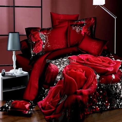 3d Red Rose Flowers Oil Painting Bedding Set Twin Full Queen King Size Bed Sets Bedclothes Bed