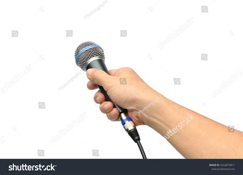 Hand Holding Wired Microphone Interview Isolatd Stock Photo 1632870811 ...