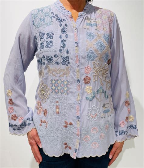 Johnny Was Wembli Blouse Periwinkle Lovebird Boutique