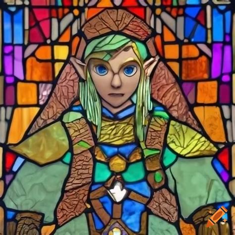 Stained Glass Artwork Of Link From The Legend Of Zelda On Craiyon