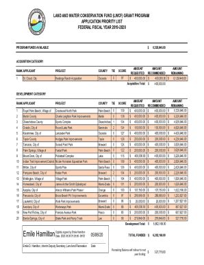 Fillable Online Lwcf Application Priority List