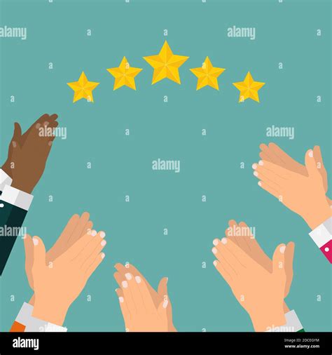 Flat Design Hand With Star Rating Evaluation System And Positive