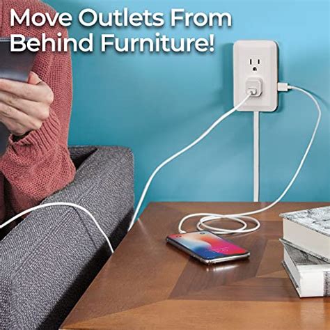 Ontel Presto Plug Outlet Extender For Relocating Unreachable Power Outlets 6ft Cord Sticks