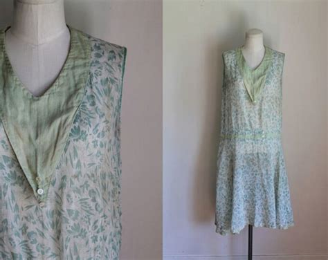 Vintage S Dress Sea Grass Cotton Voile Day Dress M Etsy