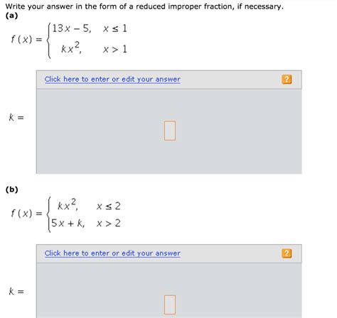 Solved For Each Find A Value Of The Constant K Is Possible