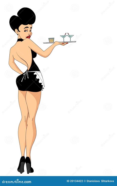 Pin Up Waitress Cartoon Vector 20355403