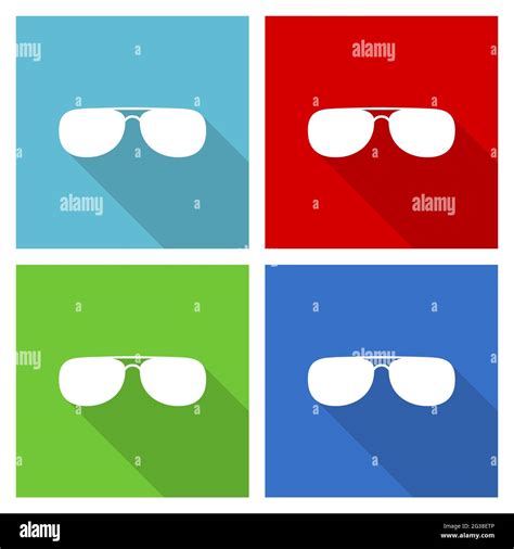 Sun Glasses Sunglasses Vector Illustration Set Of Simple Editable Icons In 4 Color Options