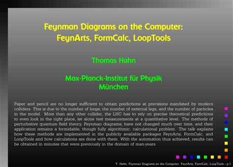 Pdf Feynman Diagrams On The Computer Feynarts Formcalc