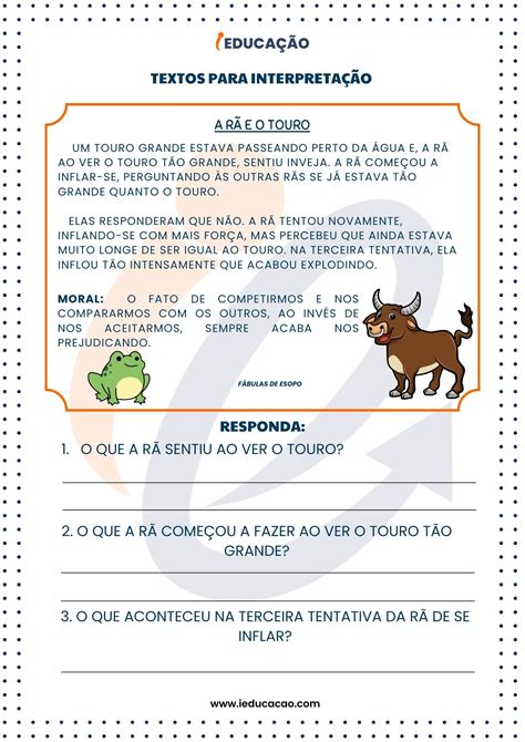 Fabulas Curtas Com Interpretação - Textos para Interpretação Com Fábulas para Leitura