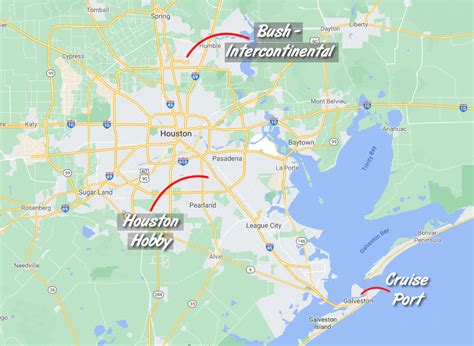 A Map Shows The Location Of Several Hotels In Houston Including Cruise