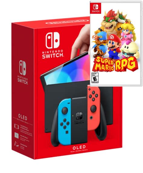 Nintendo OLED Switch w/ Neon Red & Blue Joy-Con, Super Mario RPG ...