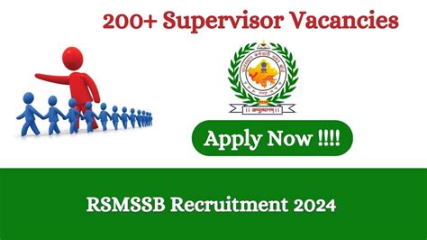 RSMSSB Recruitment 2024 Apply For 202 Supervisor RSMSSB Vacancy Online