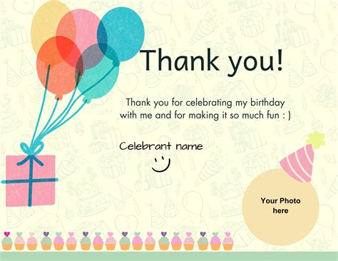 Birthday Thank You Card, Birthday Thank You Card Template, Simple ...