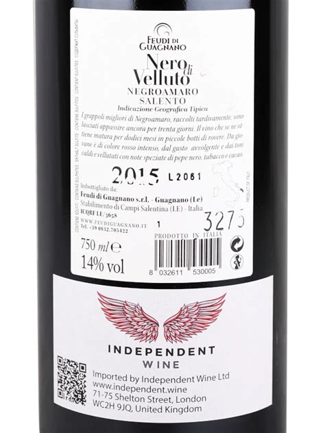 Feudi Di Guagnano Nero Di Velluto 2015 44 95 Next Day Delivery