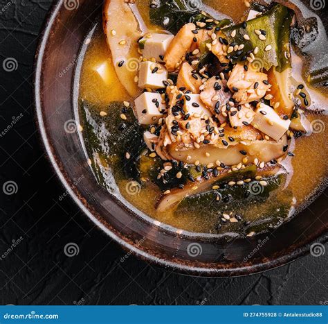 Traditional Miso Soup With Wakame Seaweeds Stock Photo Image Of Bean