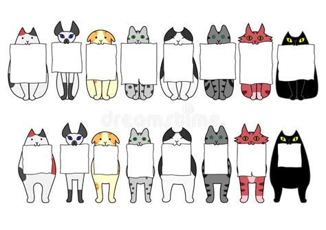 Standing Cats Front And Back Border Set Stock Vector Illustration Of