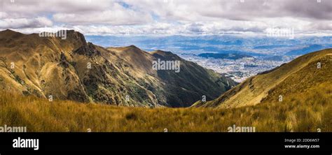 Panoramic view of Quito, seen from Pichincha Volcano, Quito, Pichincha ...