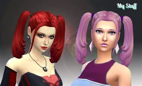 Mystufforigin Harley Quinn Hairstyle Version Sims Hairs