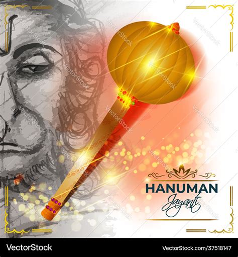 Concept Hanuman Jayanti With Gada Weapon Vector Image