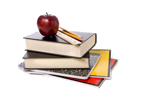 School Books with Apple stock image. Image of fruit, education - 6710629