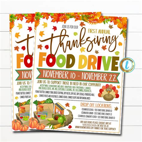 Thanksgiving Food Drive Flyer | Fall Food Drive Fundraiser — TidyLady Printables