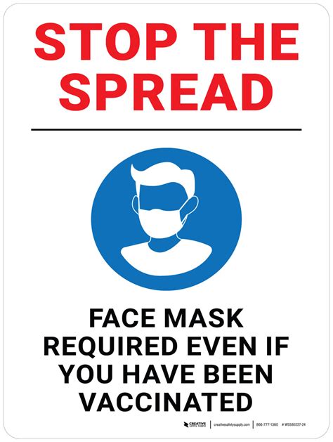 Stop The Spread Face Mask Required Even If You Have Been Vaccinated With Graphic Portrait