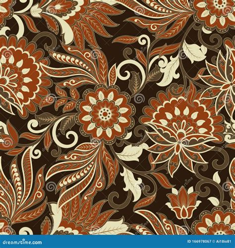 Vintage Pattern In Batik Style Floral Vector Background Stock Vector