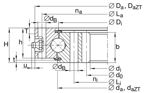 VI160288 N Slewing Ring Four Point Contact Bearing Internal Gear