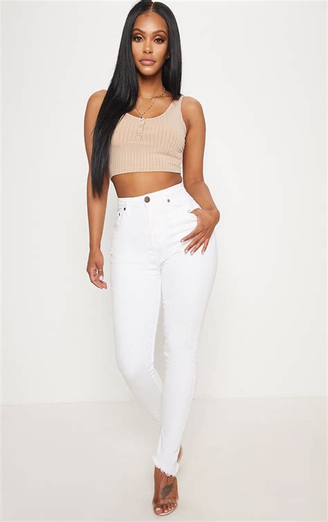 Shape White High Waist Skinny Jeans Curve Prettylittlething Aus