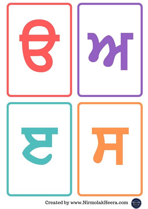 Punjabi Alphabet Flashcards Digital Download Nirmolak Heera