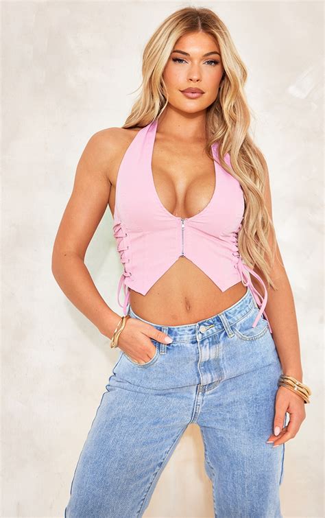 Pink Crop Tops Prettylittlething Usa