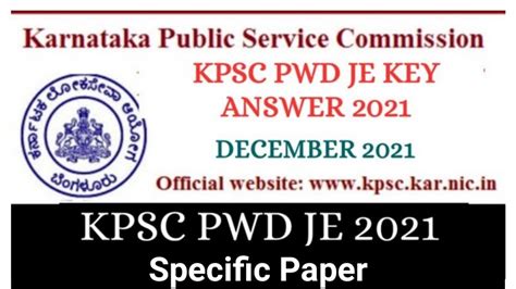 Kpsc Pwd Exam Key Answers Kpsc Pwd Specific Answer Key Kpsc